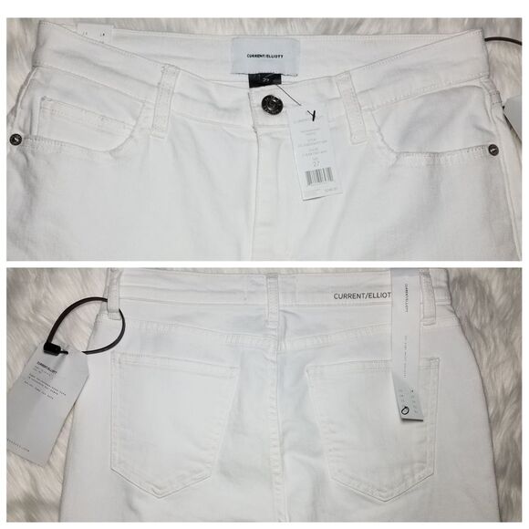 NWT|Current/Elliot High-Waisted Distressed White Skinny Jeans, 27 - Picture 5 of 6